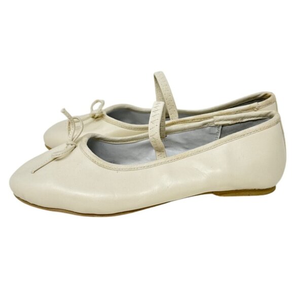 Tip Top Elegant Ivory Ballet Flats with Delicate Bow & Cross-Strap Design Slip - Picture 4 of 6